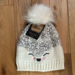 Igloo Kids' Cream and Gray Knit Hat with Pom Pom